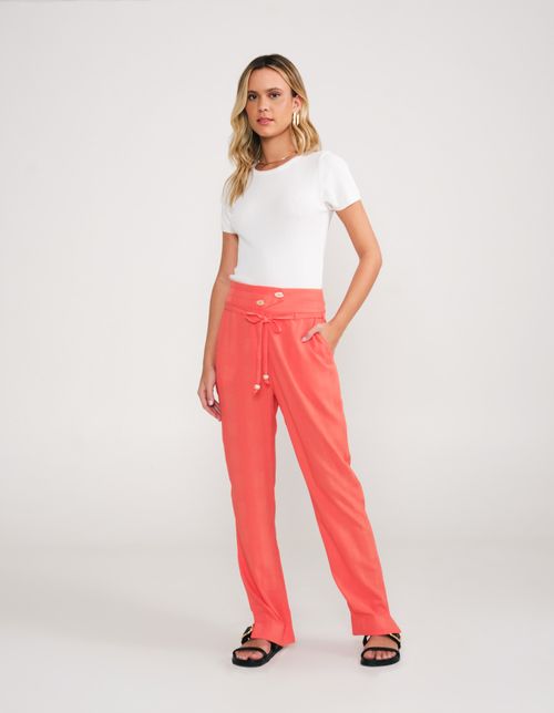 Calça Reta Texturas - Coral