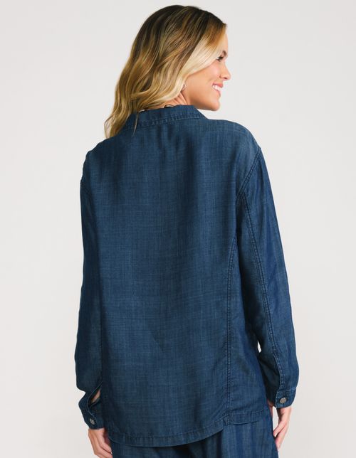 Jaqueta Liocel Bolsos Lapela - Denim Escuro