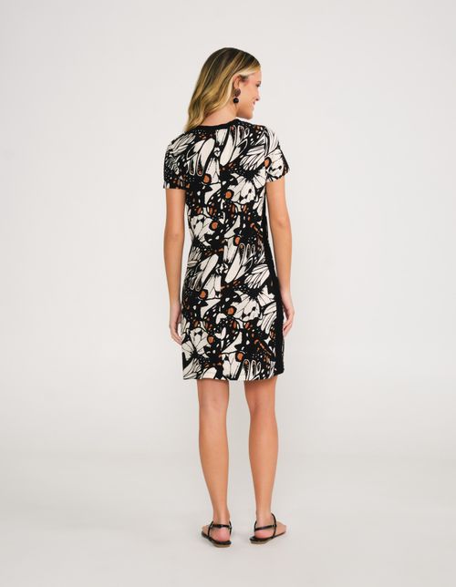 Vestido Curto Estampado Butterfly - Preto
