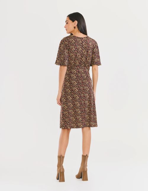 Vestido Curto Estampado Onça Pixel - Marrom
