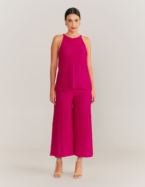 Blusa Tricot Plissado - Rosa Desejo
