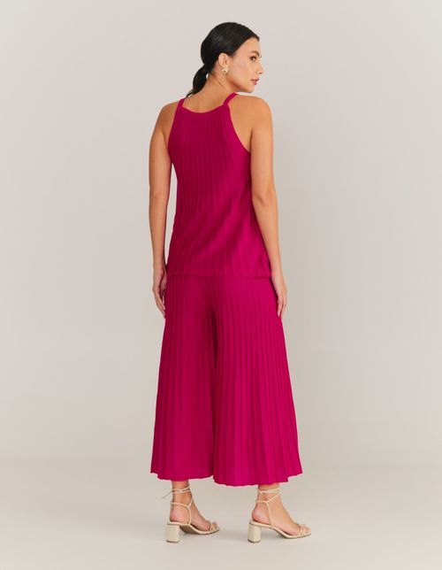 Blusa Tricot Plissado - Rosa Desejo