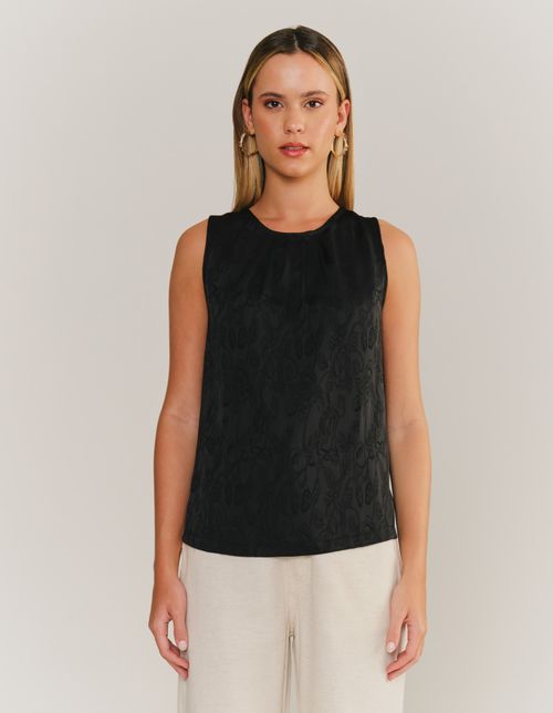 Blusa Sem Manga Gola Alta - Preto