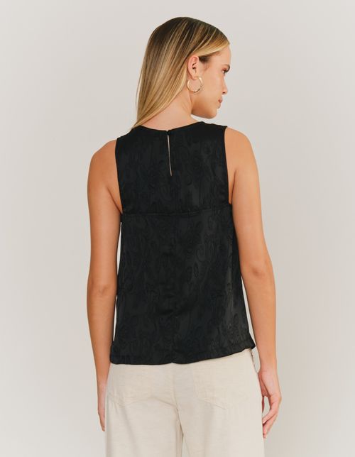 Blusa Sem Manga Gola Alta - Preto
