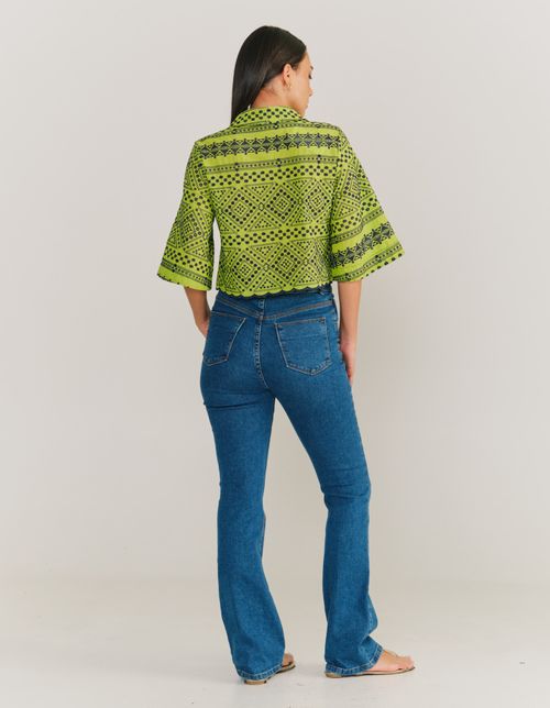 Camisa Cropped Laise - Verde Limao