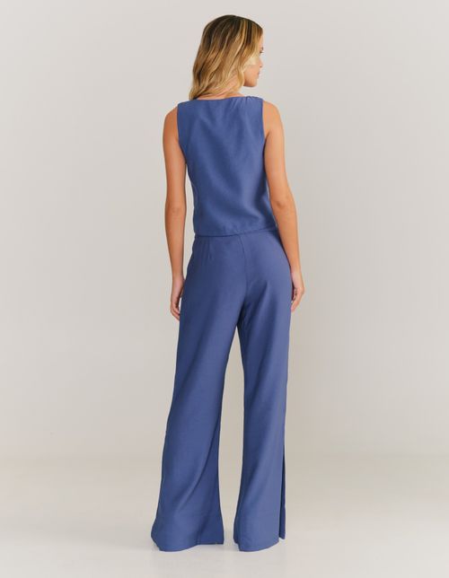Colete Alfaiataria Tres Botoes - Azul Acinzentado