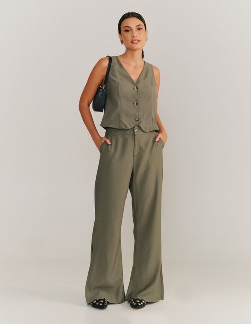 Calça Alfaiataria Flare - Verde Militar