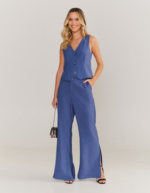Calça Alfaiataria Flare - Azul Acinzentado