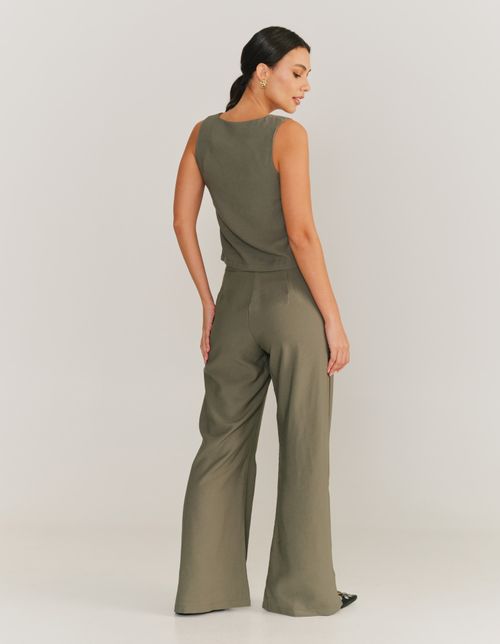 Calça Alfaiataria Flare - Verde Militar