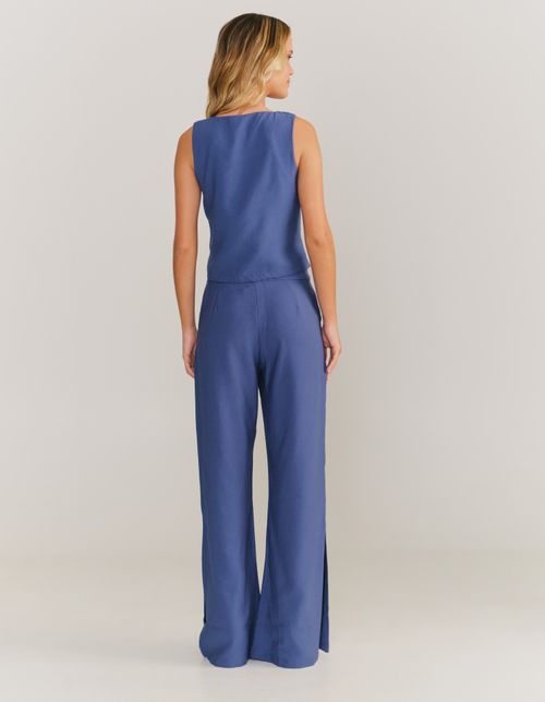 Calça Alfaiataria Flare - Azul Acinzentado