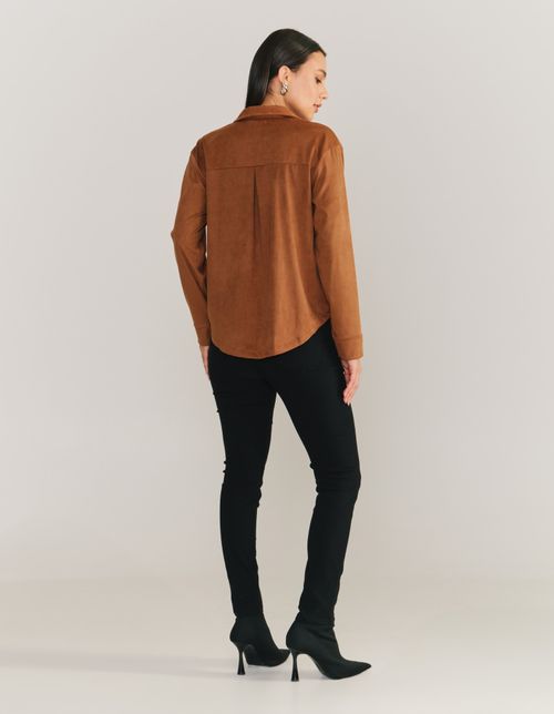 Camisa Suede Botoes - Marrom