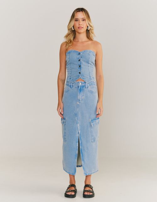 Top Botoes - Denim Royal