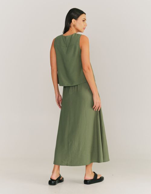 Blusa Decote Pala - Verde Militar