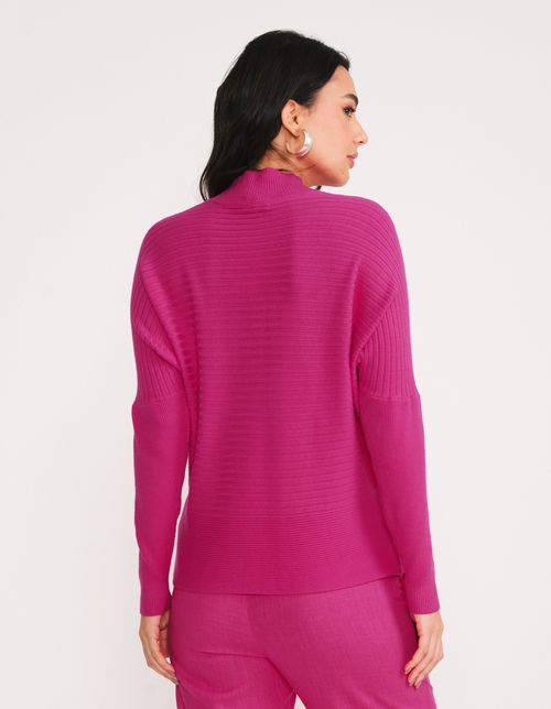 Blusa Tricot Ampla Gola Alta - Pink