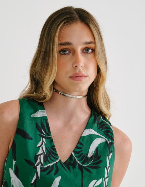 Colar Chocker Martelado Fino - Niquel