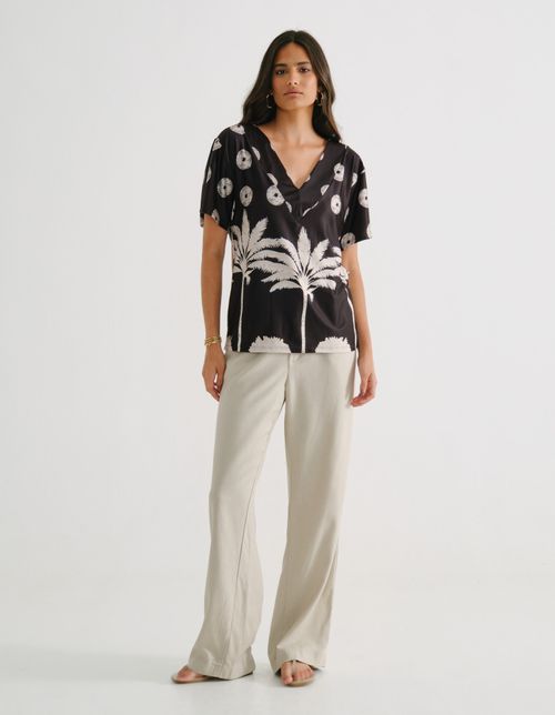 Blusa Estampada Ventos - Preto