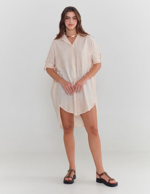 Chemise Curto Fraldado - Bege