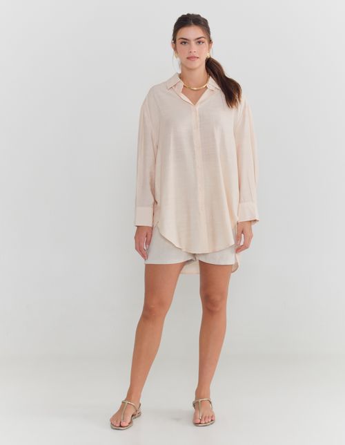 Camisa Abotoamentos Frontais - Bege