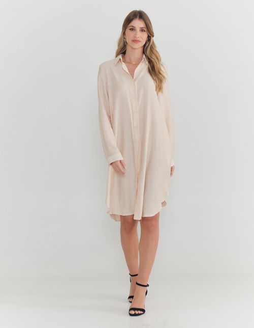 Chemise Abotoamento Frontal - Bege