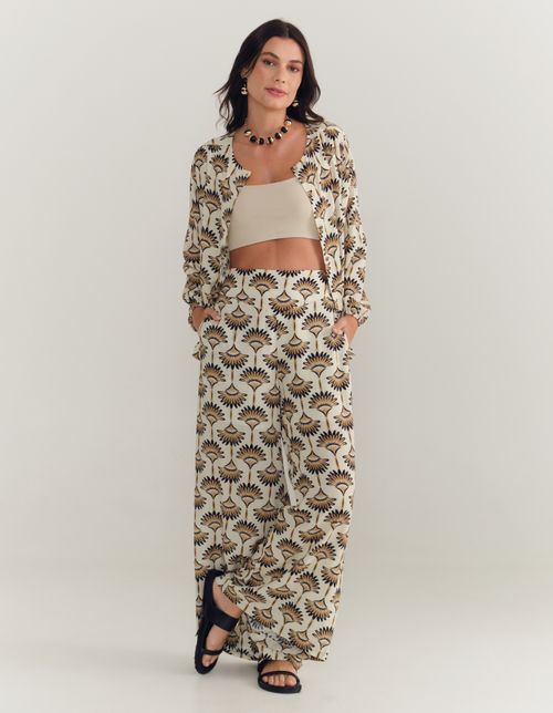 Calca Estampada Farfale - Off White