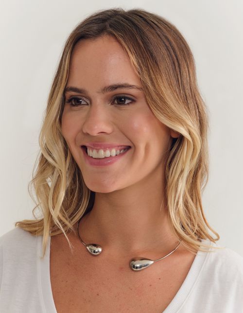 Colar Choker Gota Dupla - Niquel