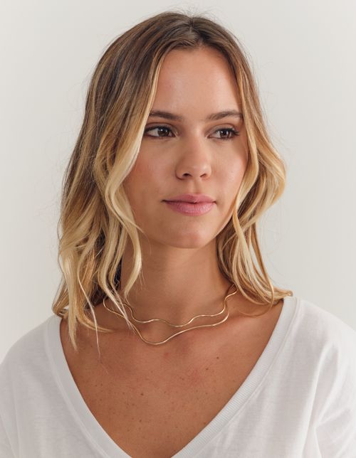 Colar Choker Aro Duplo - Dourado