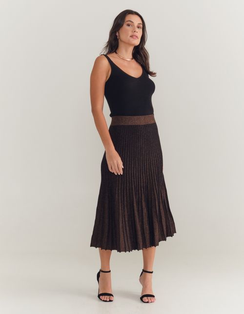 Saia Tricot Lurex - Preto