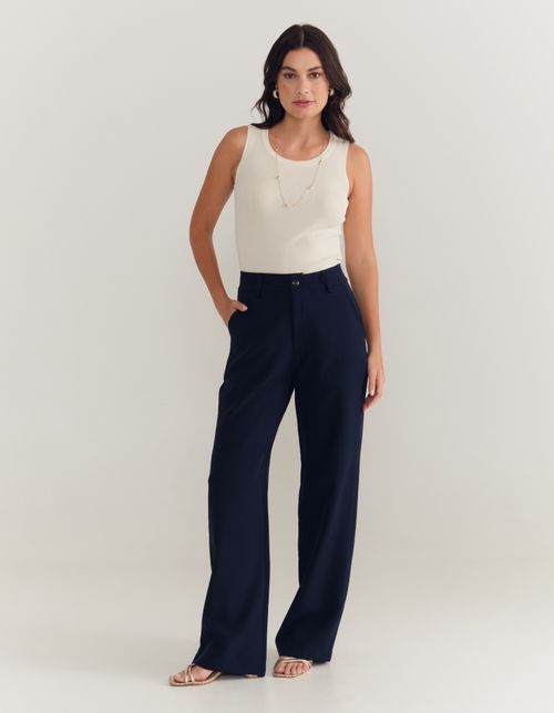 Calça Alfaiataria Bolso - Azul Marinho