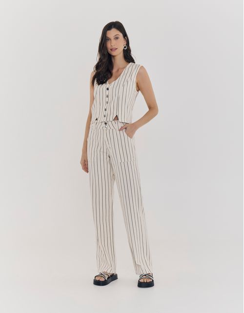 Calca Sarja Listras - Off White