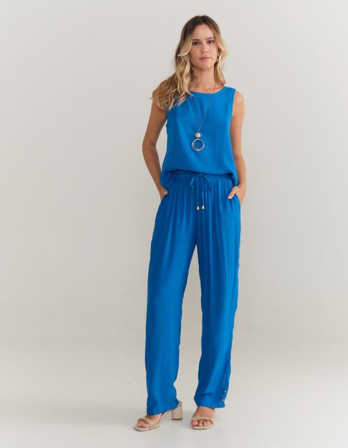 Blusa Alça Botões - Azul