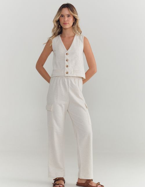 Colete Linen Botões - Off White