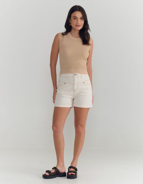 Short Sarja Pespontos - Off White
