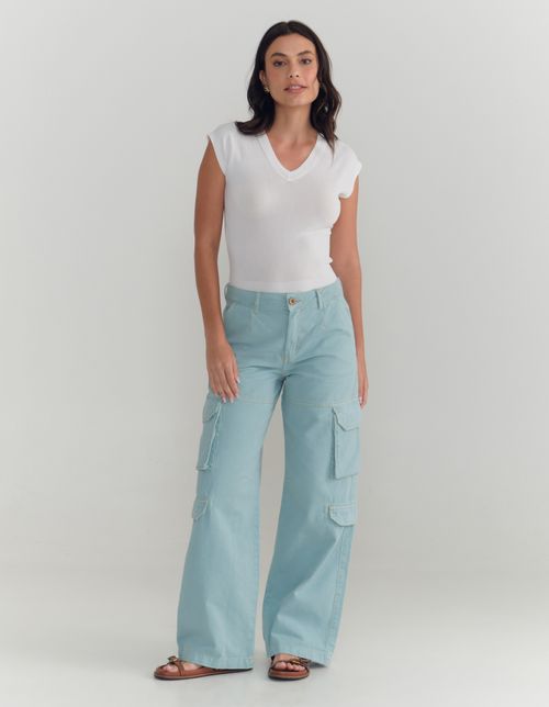 Calça Sarja Multi Bolsos - Azul