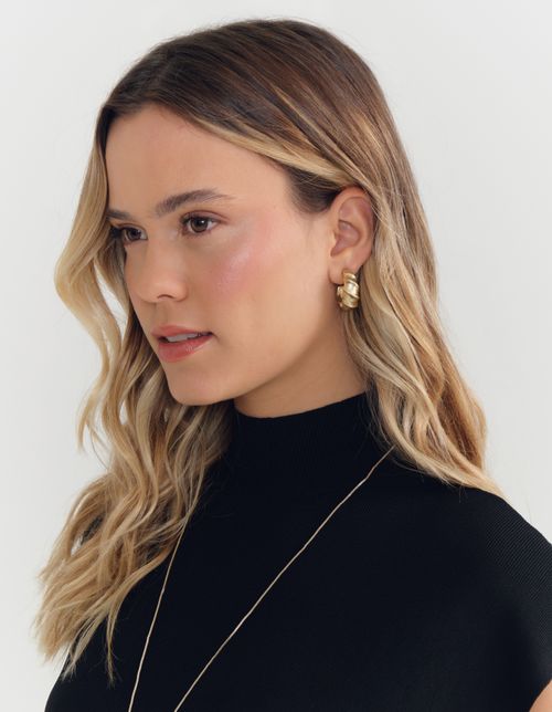 Brinco Argola Onda - Dourado Fosco