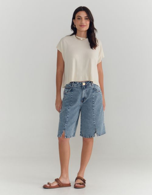 Bermuda Jeans Fenda - Denim Medio