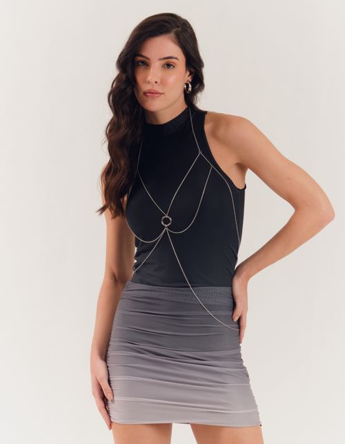 Vestido Curto Tule Degrade - Preto C/ Branco