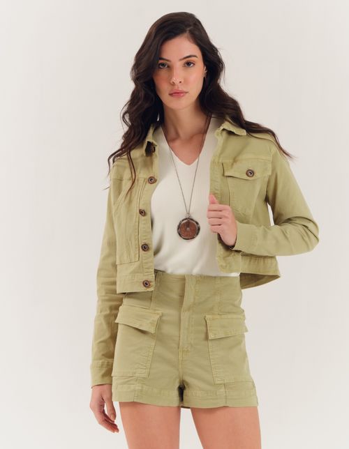 Jaqueta Sarja Bolsos Opostos - Verde