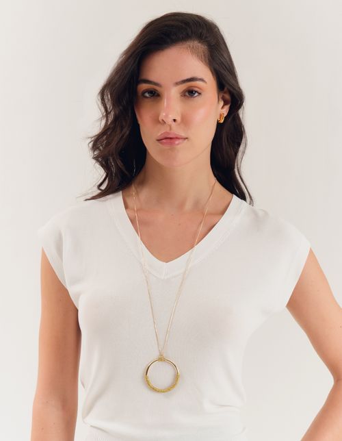 Colar Longo Detalhe Lurex - Dourado