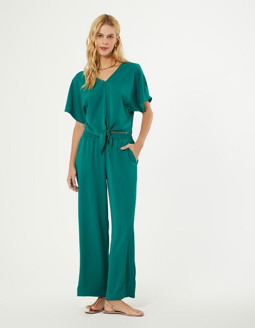 Calça Reta Chevron - Verde Bandeira