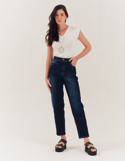 Calça Jeans Reta Five Pockets - Denim Medio