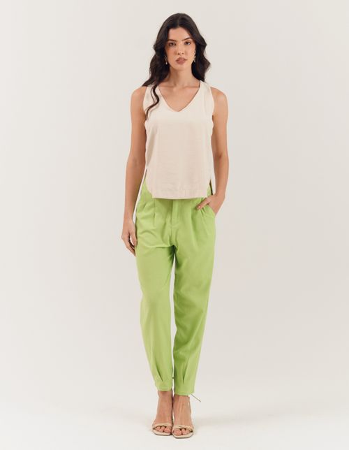Calça Pantalona Linho - Verde Limao