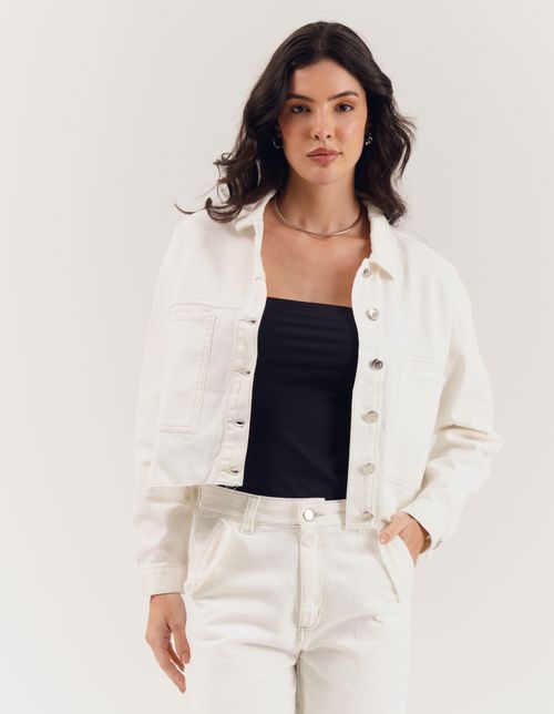 Jaqueta Recortes a Fio Sarja - Off White