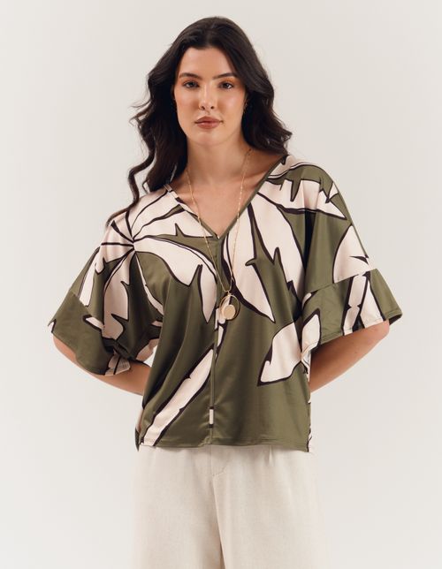 Blusa Estampada Buriti - Verde Oliva