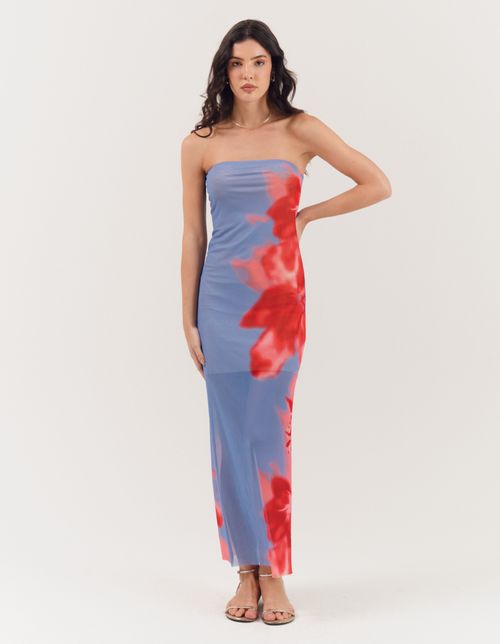 Vestido Longo Estampado Lila - Lilas