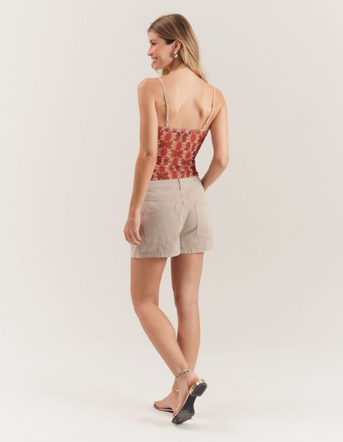 Short Sarja Pespontos - Bege