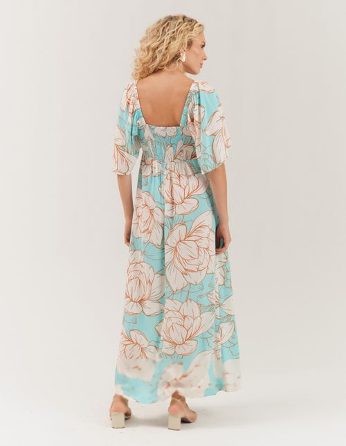 Vestido New Longo Estampado Tati New - Azul Ceu