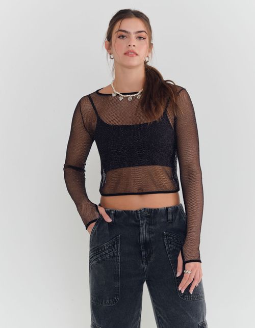 Blusa Tela Shine - Preto