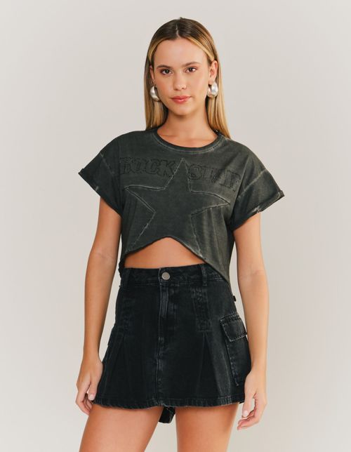 T-Shirt Recorte Estrela - Preto Stone