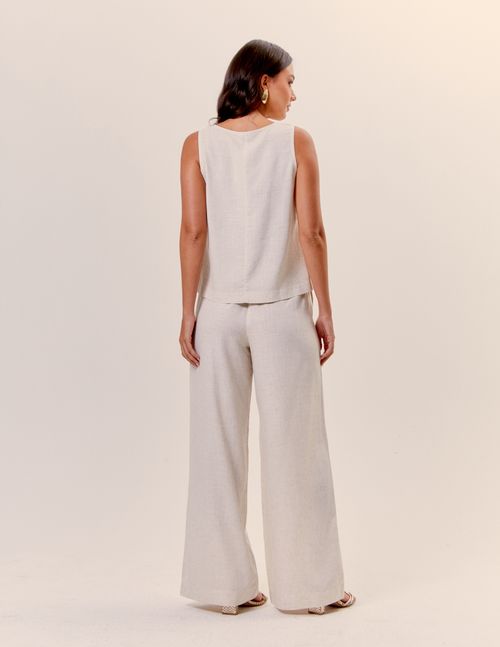 Calça Pantalona Tunel Cós - Areia