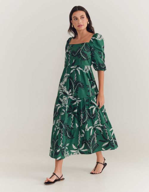 Vestido Longo Estampado Gigi - Verde